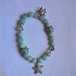 Turquoise Beaded Bracelet with Starfish Charm